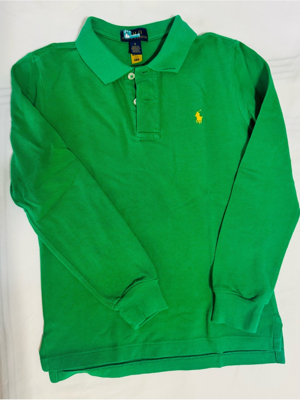Ralph Lauren Bright Green Long Sleeve Polo with Yellow Pony